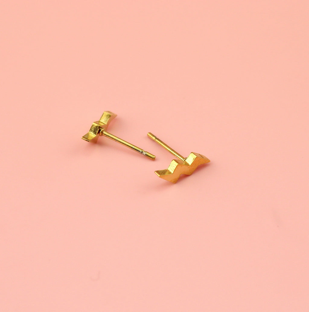 Amped Up Lightning Bolt Stud Earrings (Gold Plated)