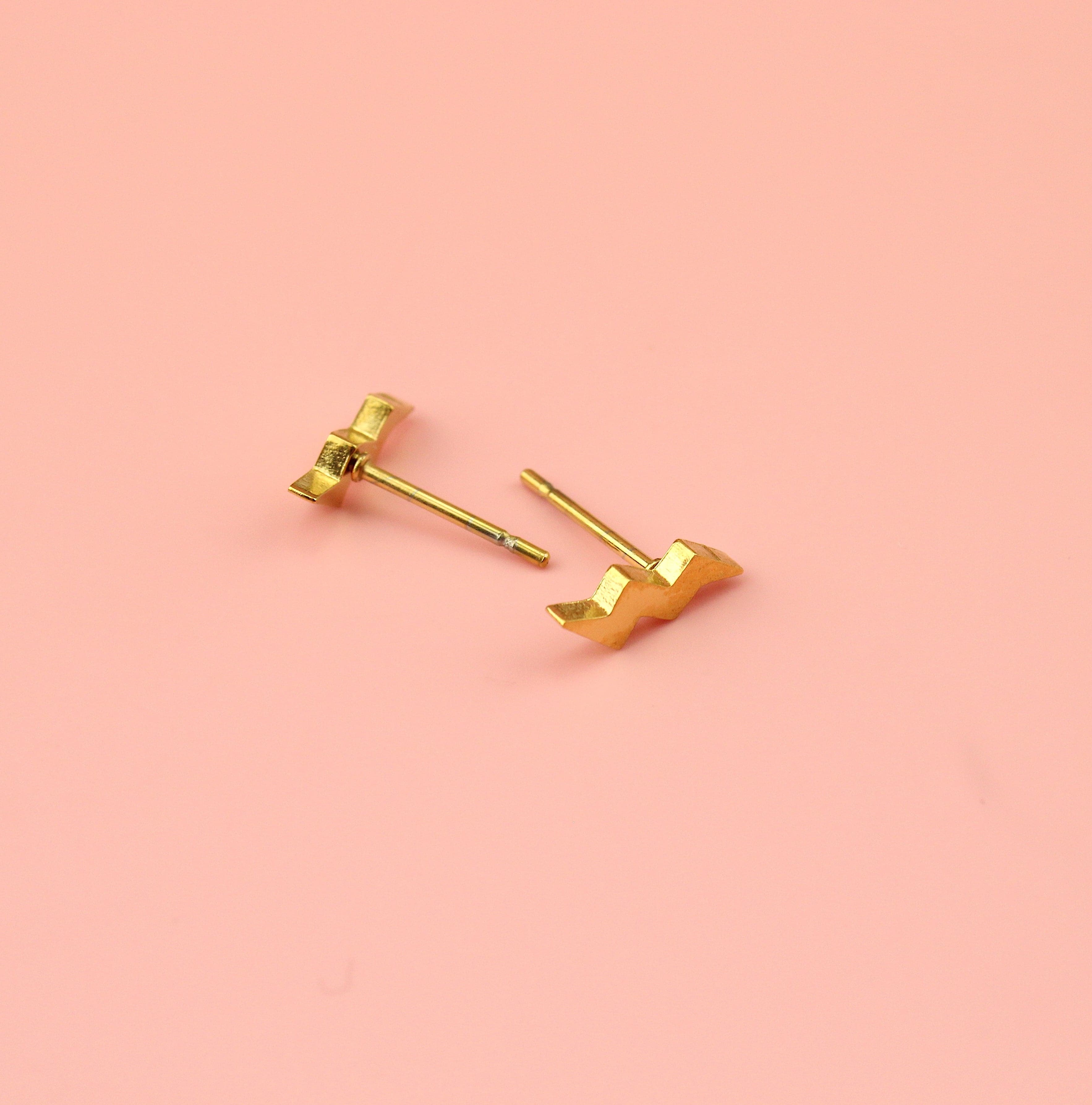 Amped Up Lightning Bolt Stud Earrings (Gold Plated)