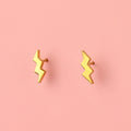 Amped Up Lightning Bolt Stud Earrings (Gold Plated)