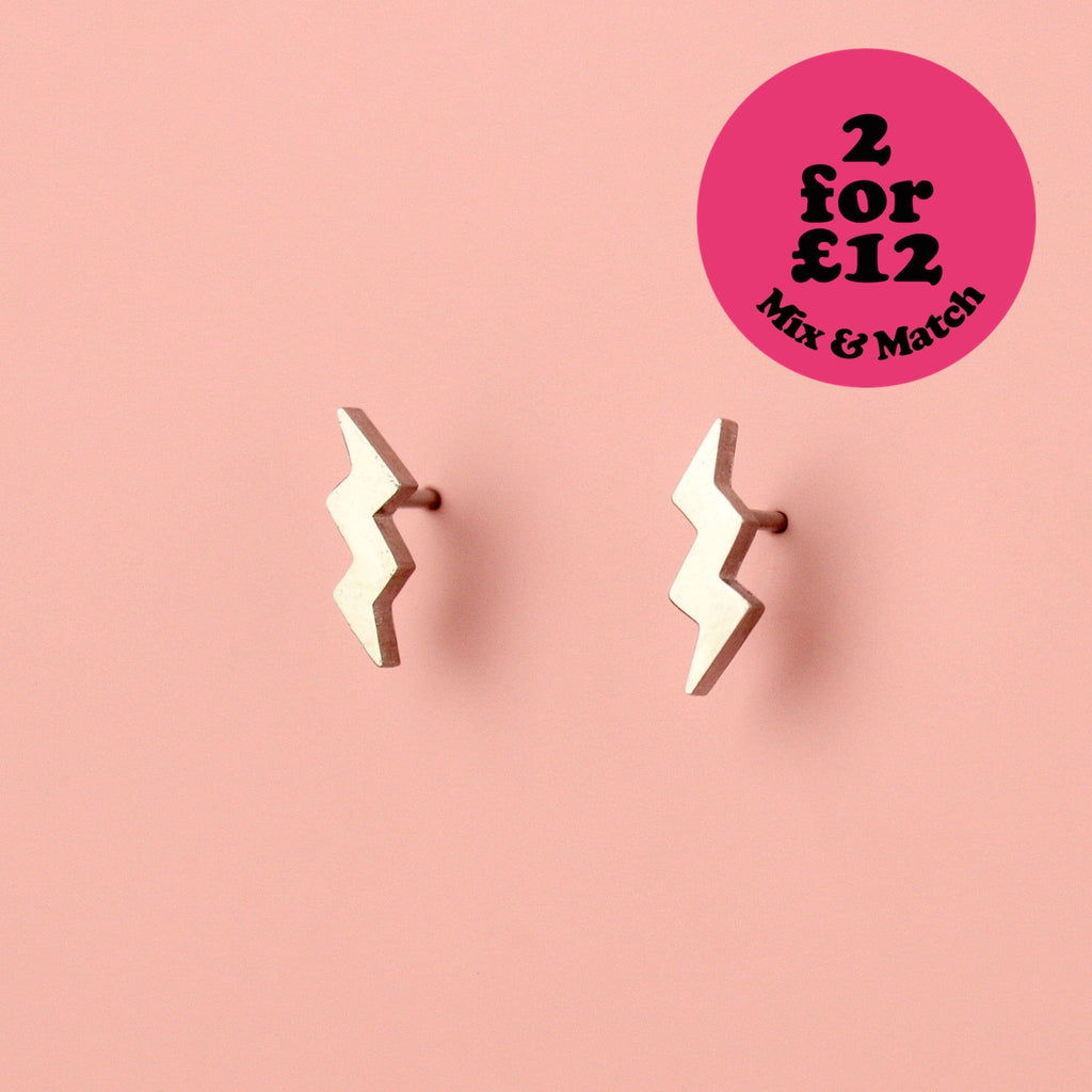 Amped Up Lightning Bolt Stud Earrings