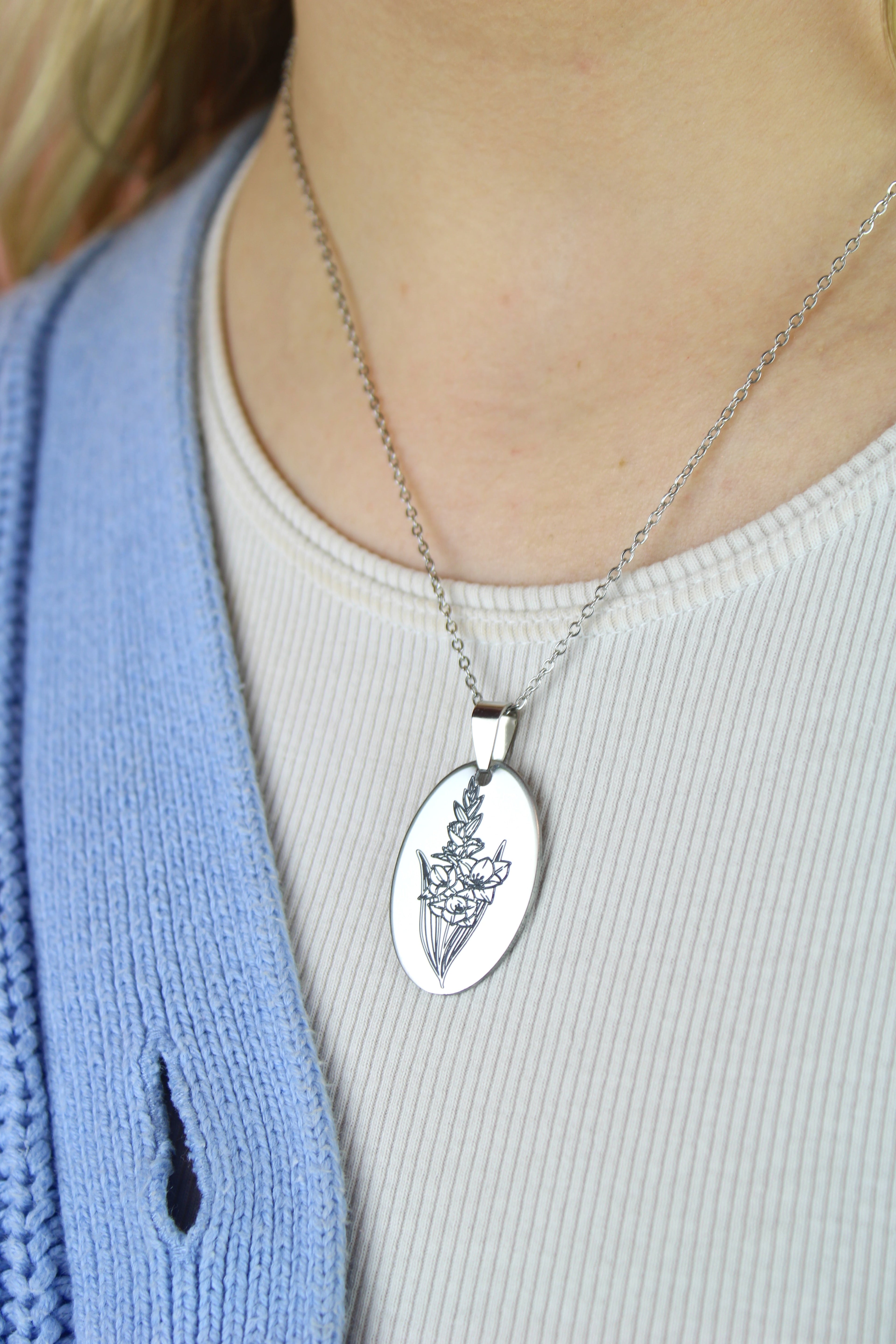 August Birth Flower Necklace - Gladiolus