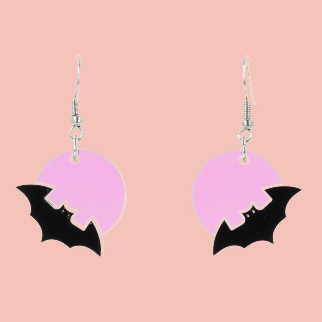Bat On The Moon Earrings