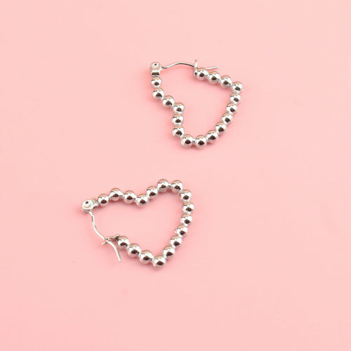 Beaded Heart Hoop Earrings