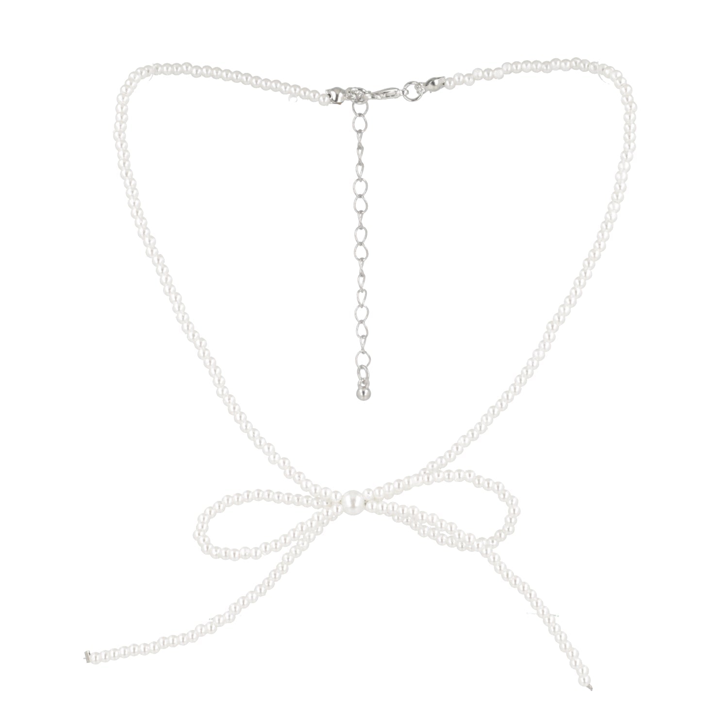 Beaded Bow Choker - White
