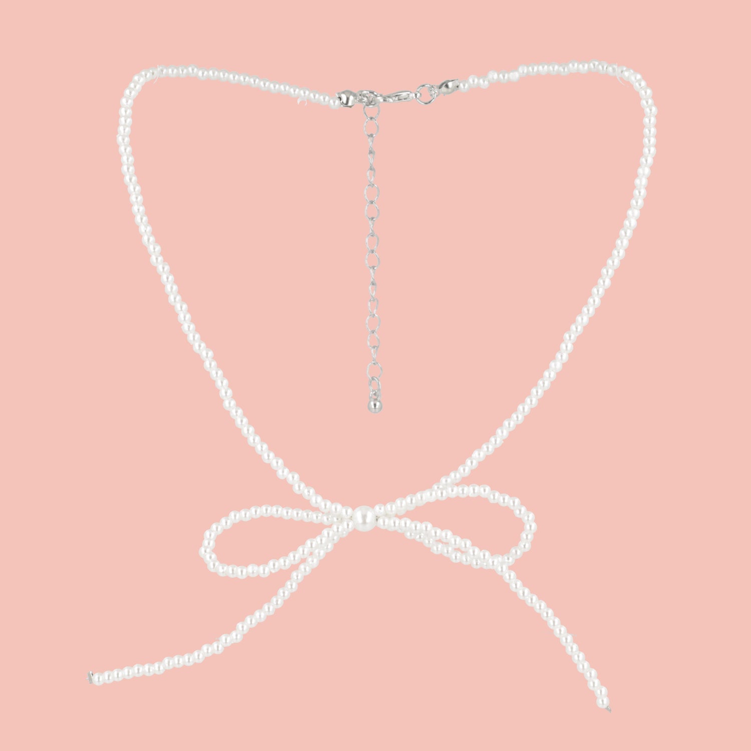 Beaded Bow Choker - White