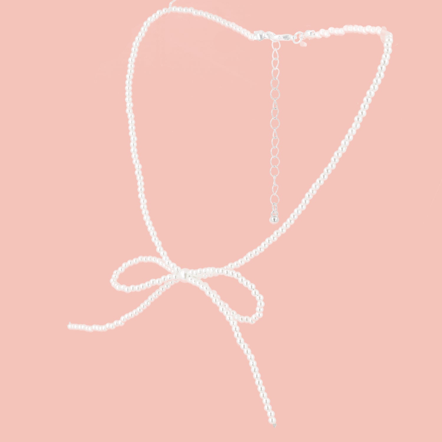 Beaded Bow Choker - White