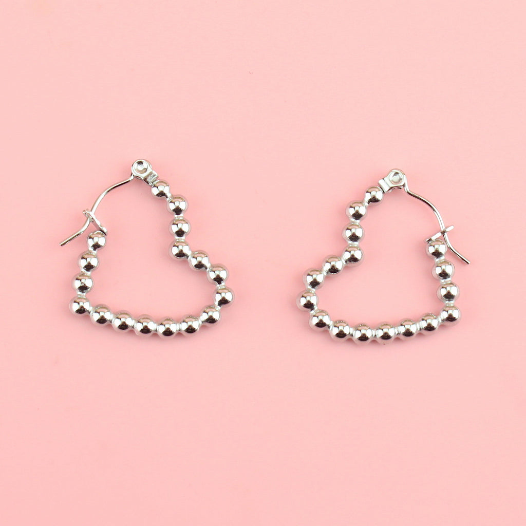 Beaded Heart Hoop Earrings