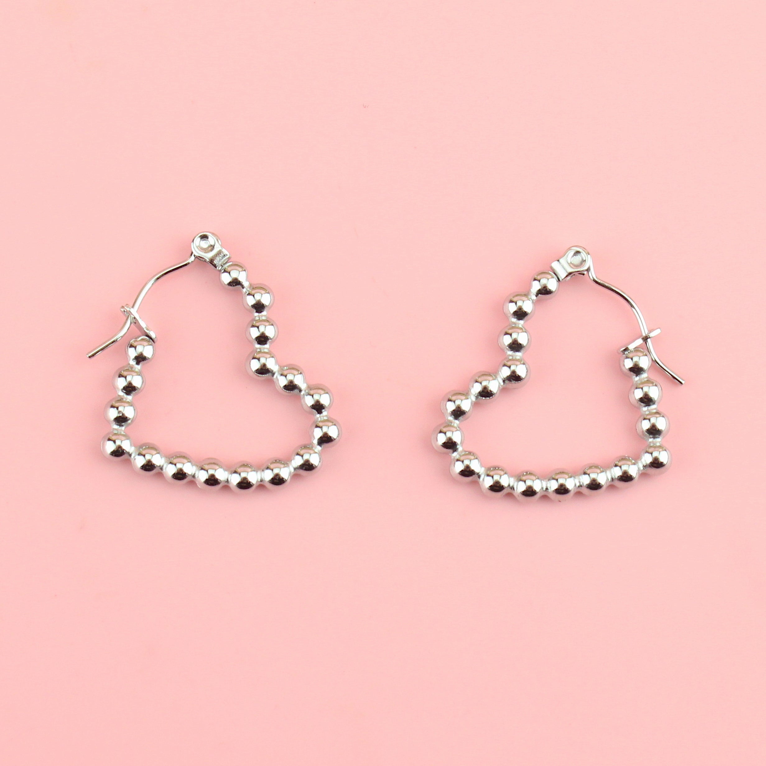Beaded Heart Hoop Earrings
