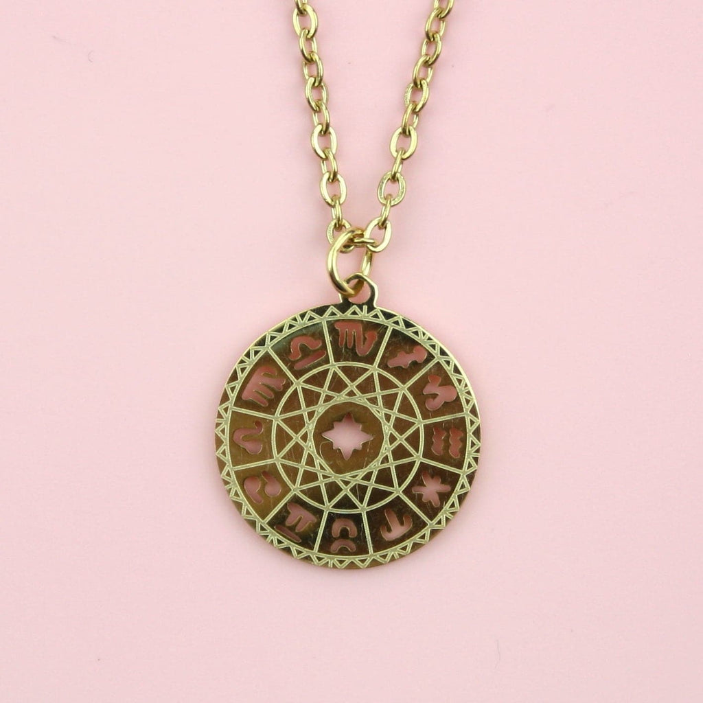 Astrology Wheel Necklace (Gold Plated)