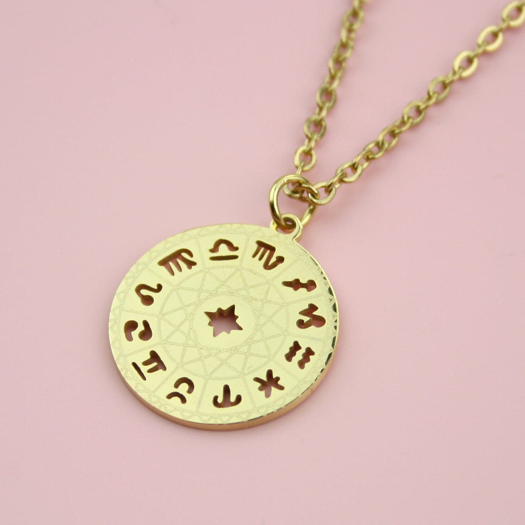 Astrology Wheel Necklace (Gold Plated)