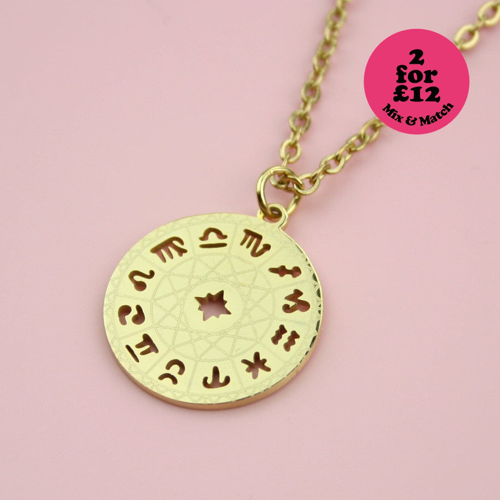 Astrology Wheel Necklace (Gold Plated)