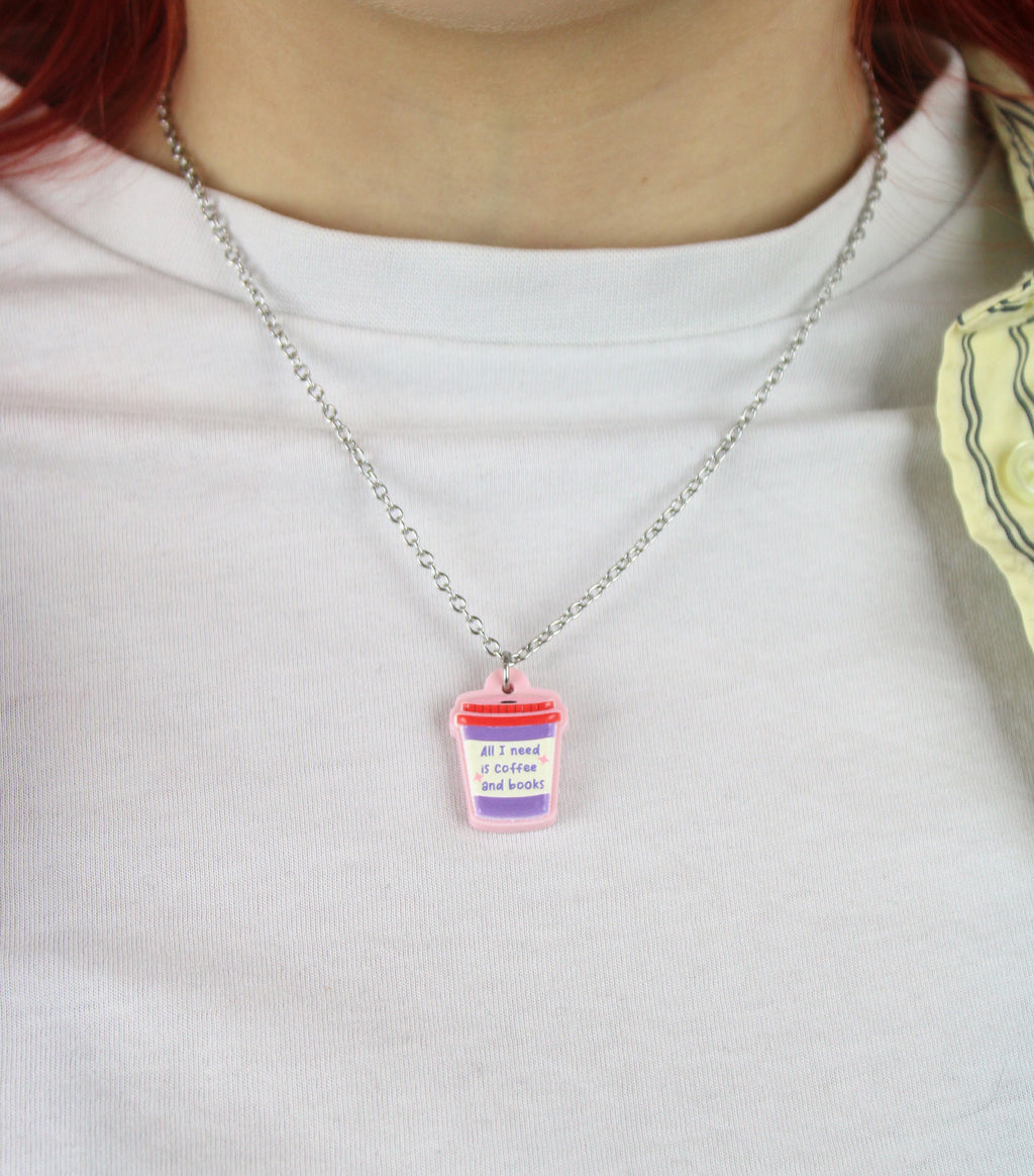 All I Need Is Coffee And Books Necklace