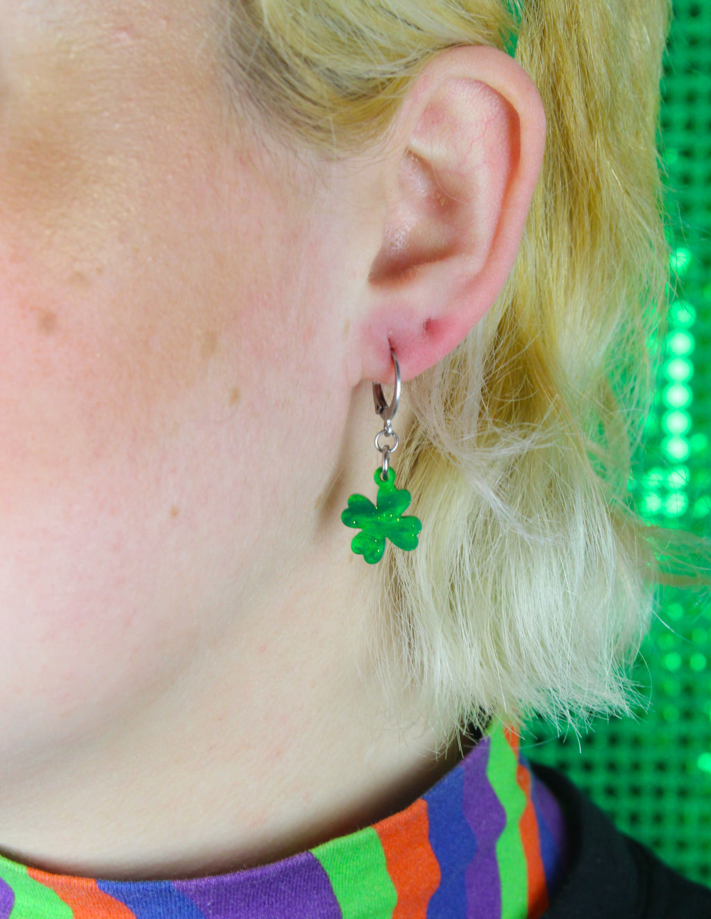Ain't Over Til It's Clover Hoop Earrings