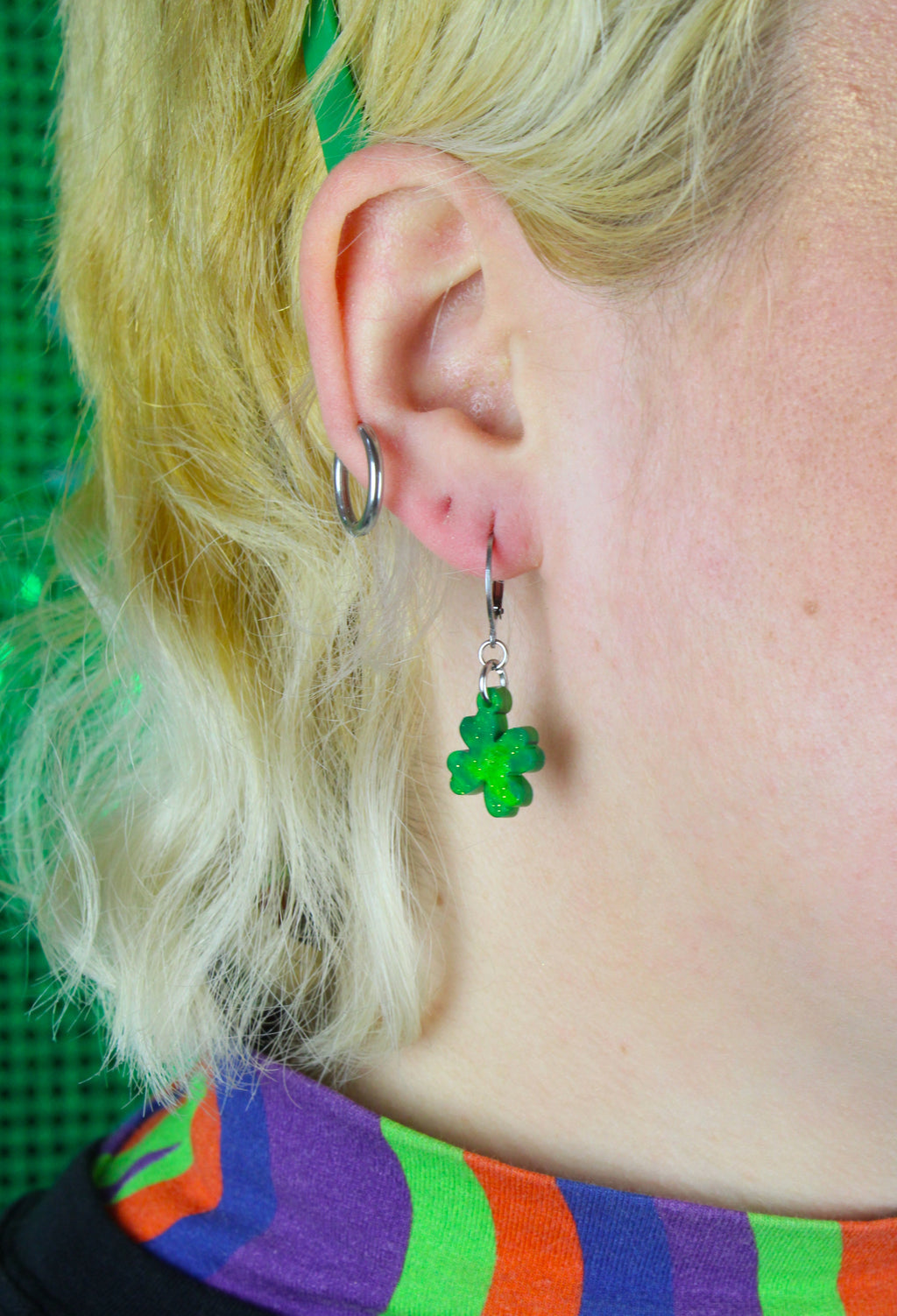Ain't Over Til It's Clover Hoop Earrings