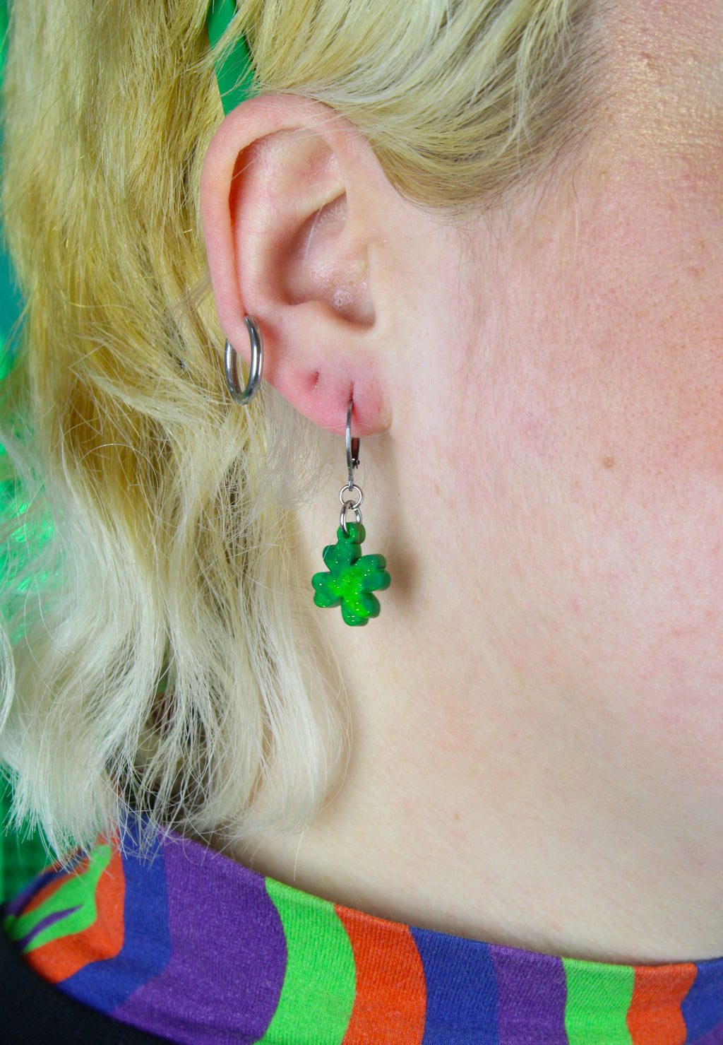 Ain't Over Til It's Clover Hoop Earrings