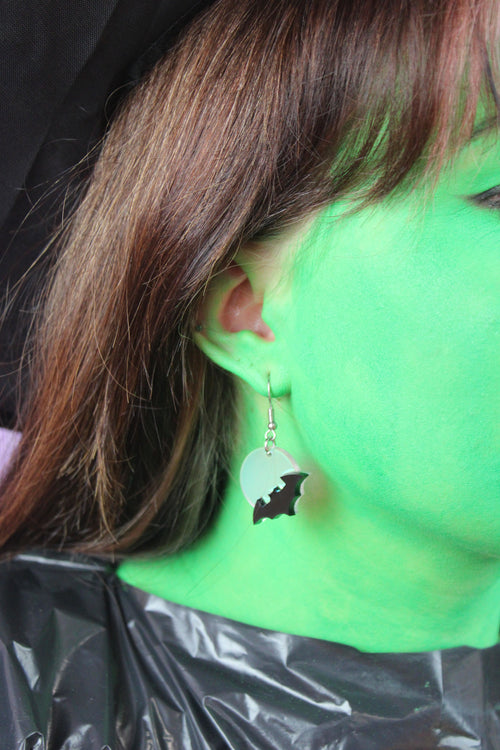 Bat On The Moon Earrings