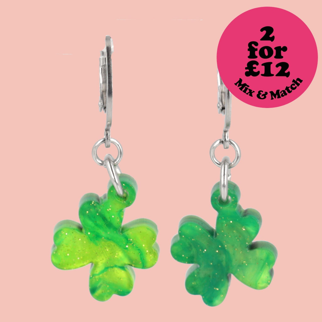 Ain't Over Til It's Clover Hoop Earrings