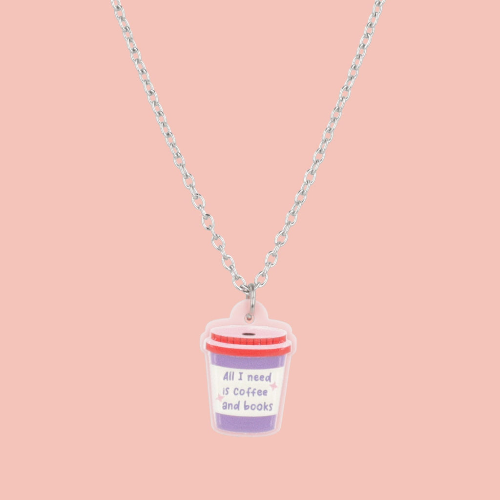 All I Need Is Coffee And Books Necklace