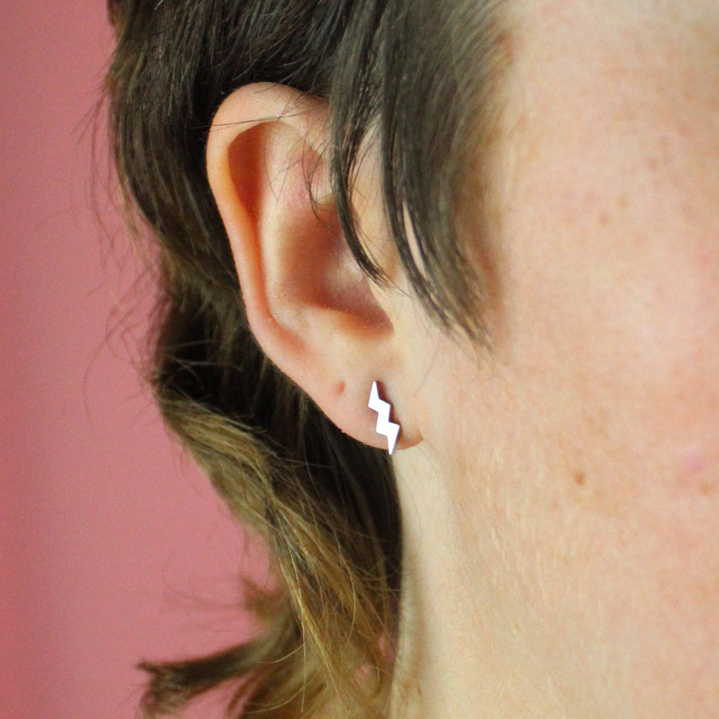 Amped Up Lightning Bolt Stud Earrings