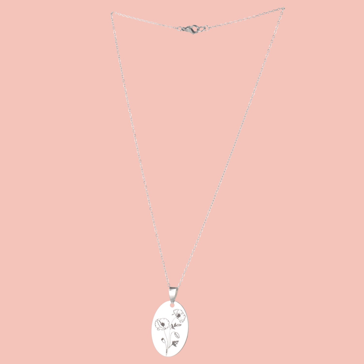 August Birth Flower Necklace - Poppy