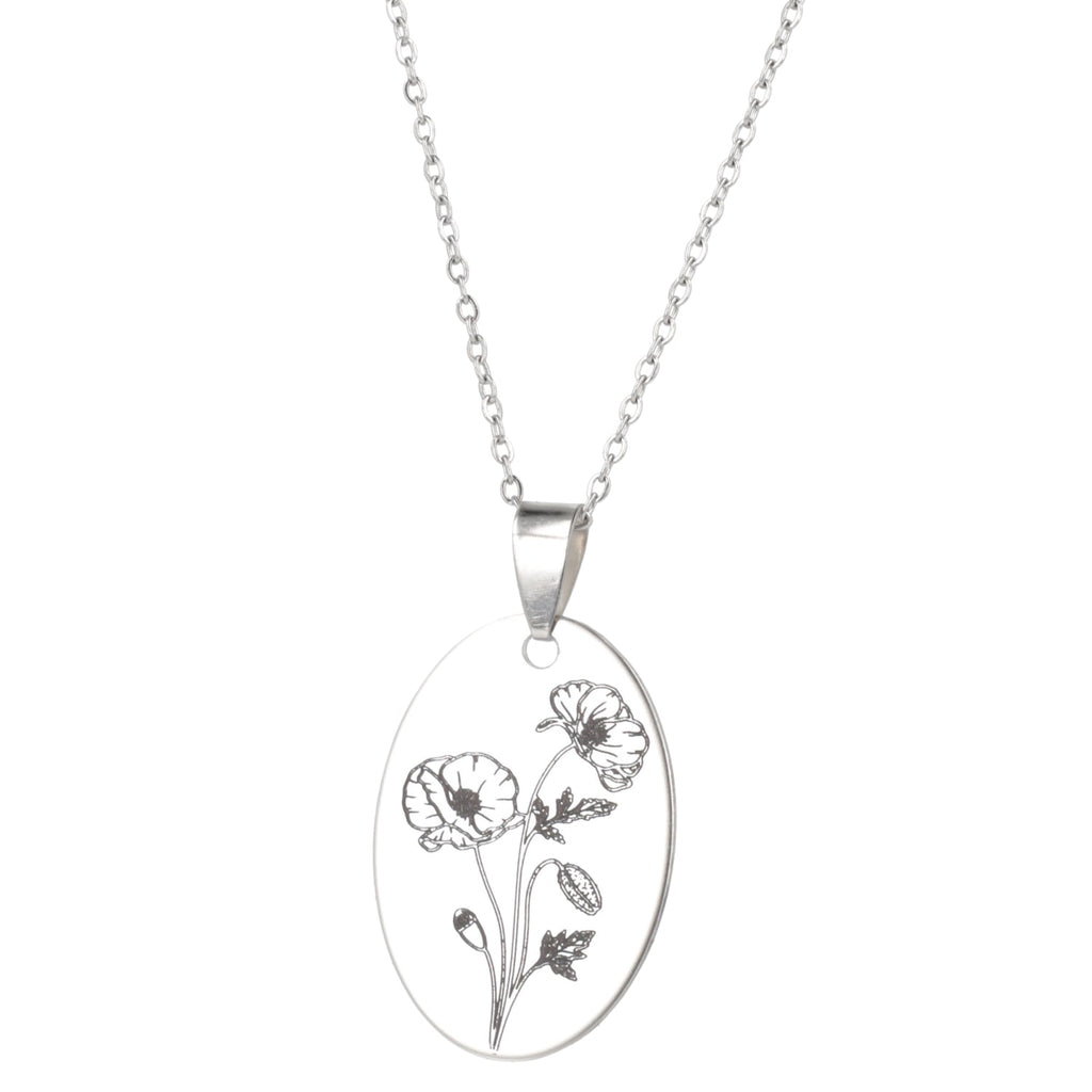August Birth Flower Necklace - Poppy
