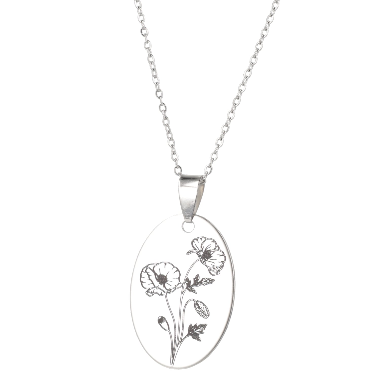 August Birth Flower Necklace - Poppy