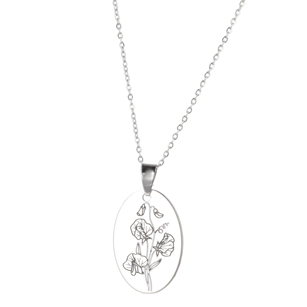 April Birth Flower Necklace - Sweet Pea