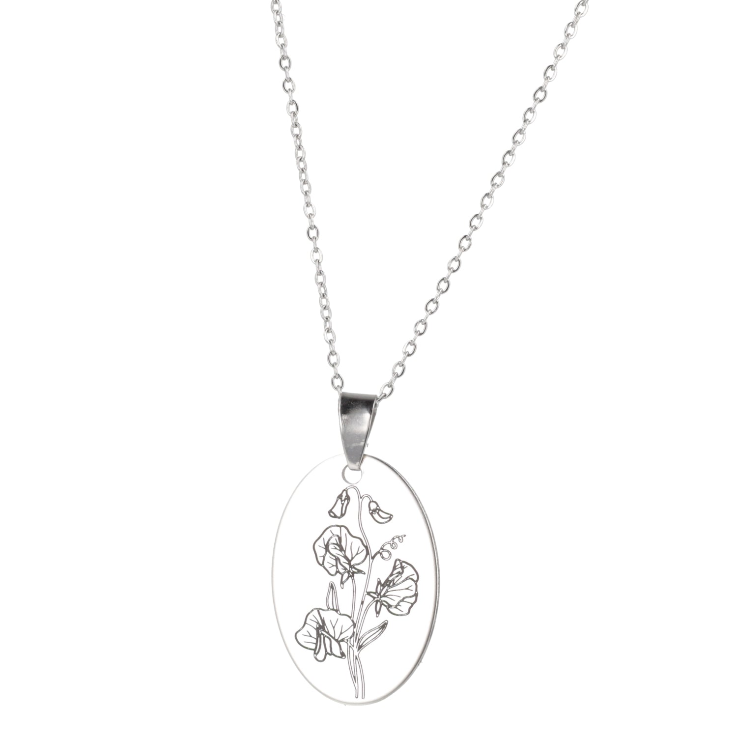 April Birth Flower Necklace - Sweet Pea